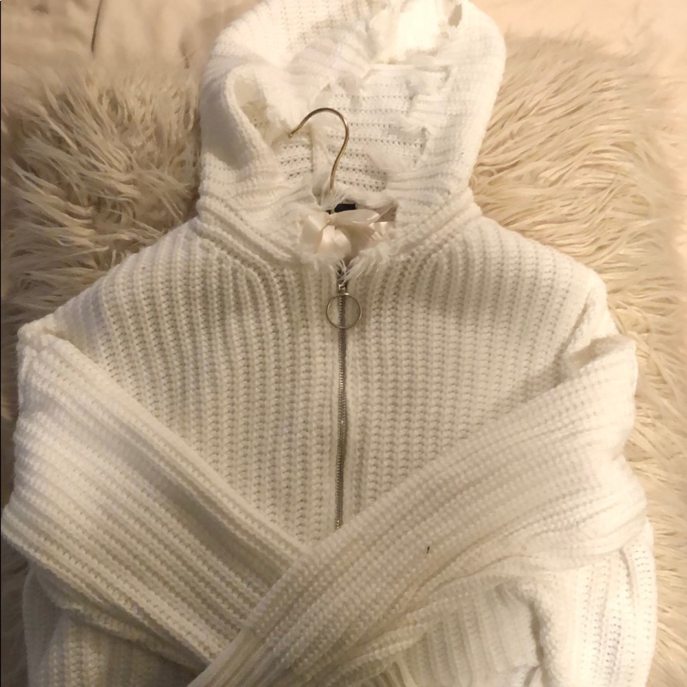 Zip up, Crop sweater with Hood